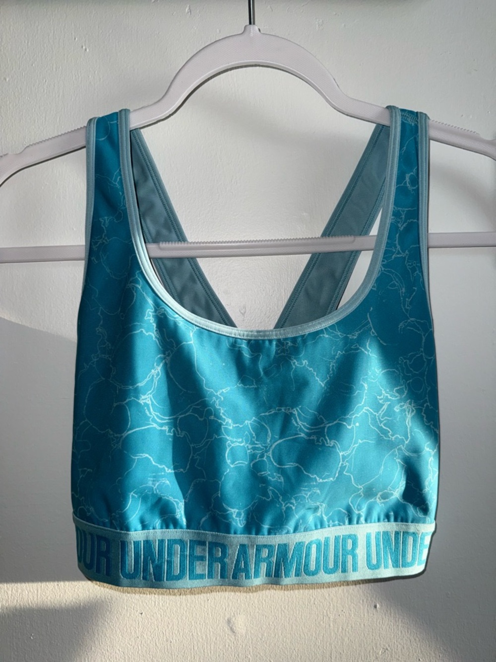 Under Armour Teal Blue Floral-Print Sports Bra